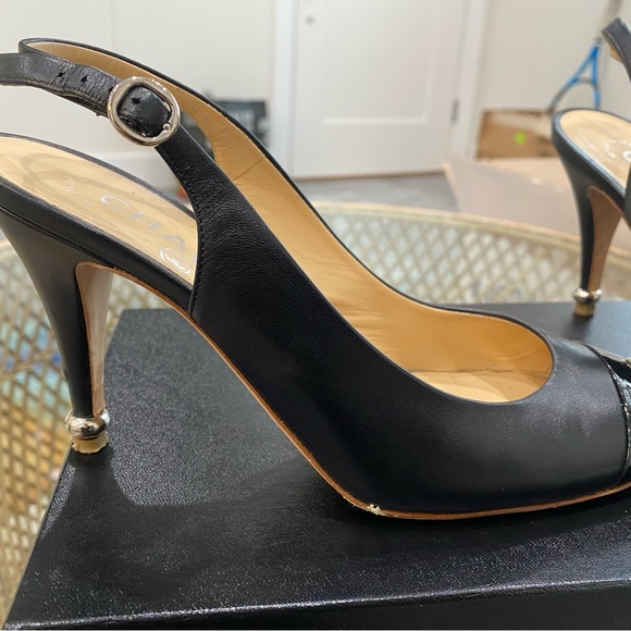 Chanel round toe pump with sling back in original box! Worn once - Picture 7 of 7